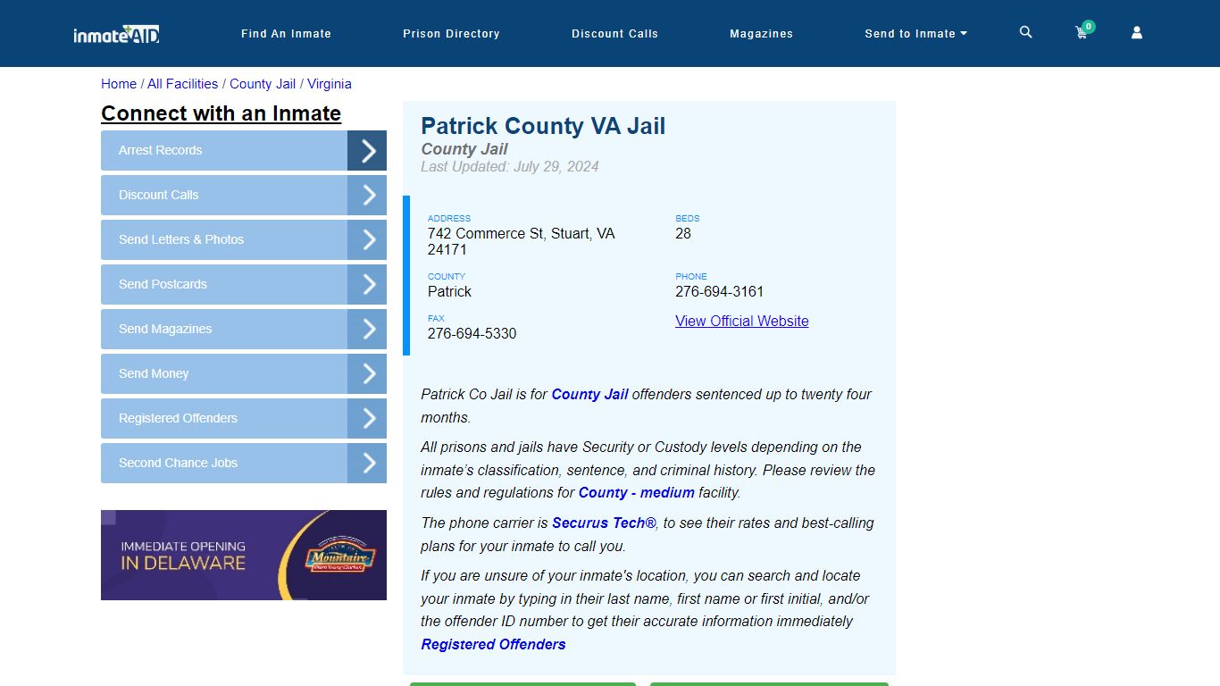 Patrick County VA Jail - Inmate Locator